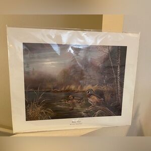 Ruane Manning. Blue Teal Print. 2000. NWOT. Small Scratch on left Side Mat.